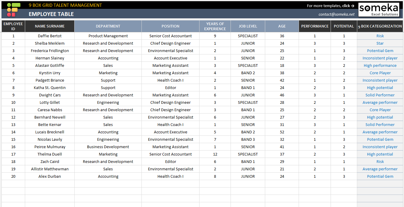 Talent Mapping Template