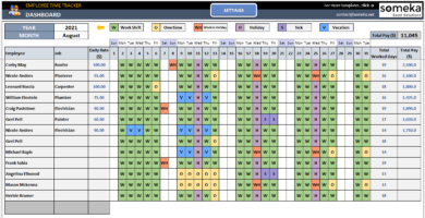 Employee Attendance Tracker And Payroll Excel Template