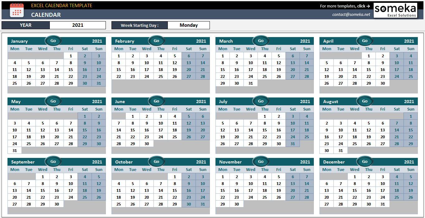 Dynamic Calendar Excel Template 2023 Blank Calendar in Excel