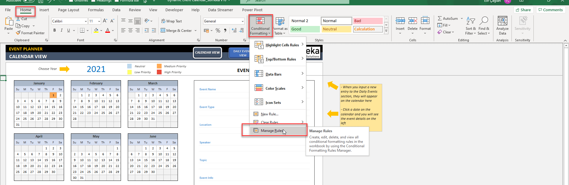 Dynamic Event Calendar 