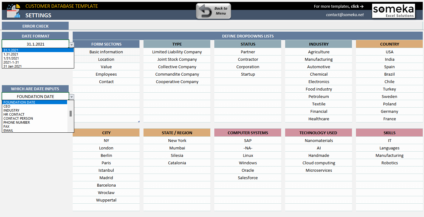 Free Excel Customer Database Template Download