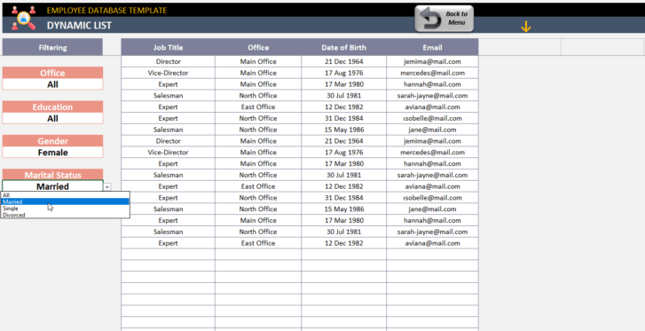 Employee Database Excel Template | HR Employee Data Sheet