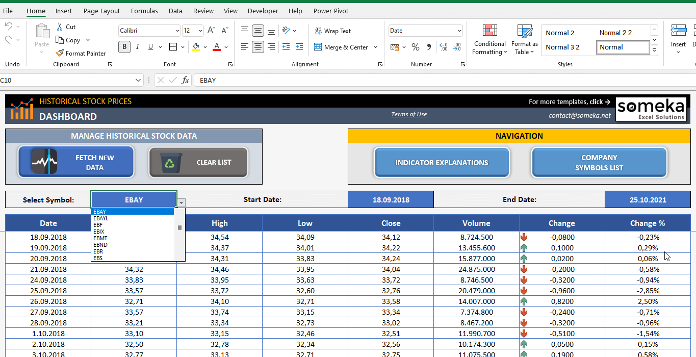 Historical Stock Prices Excel Template Data Scraper for Stocks
