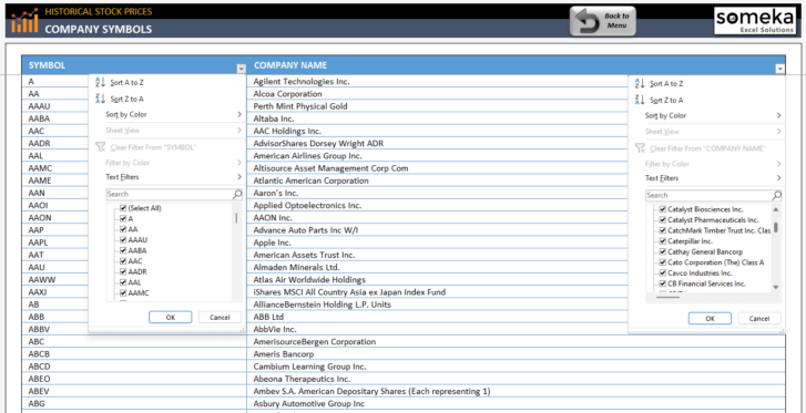 Historical Stock Prices Excel Template | Data Scraper for Stocks