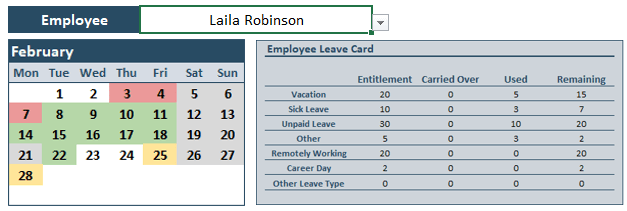 Employee Absence Tracking Cards & Calendars