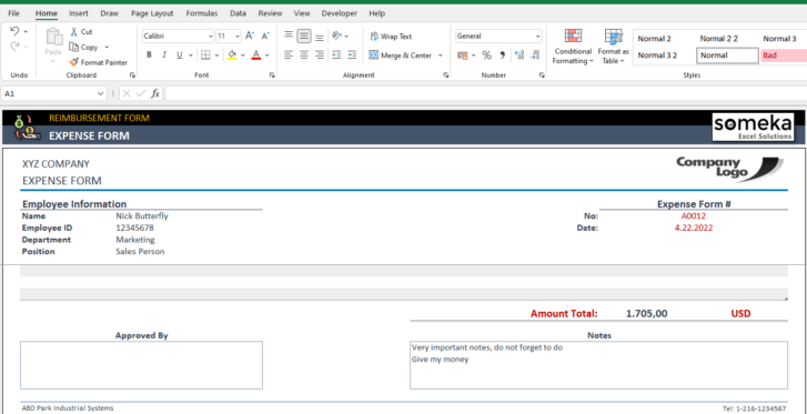 Reimbursement-Form-Someka-Excel-SS4