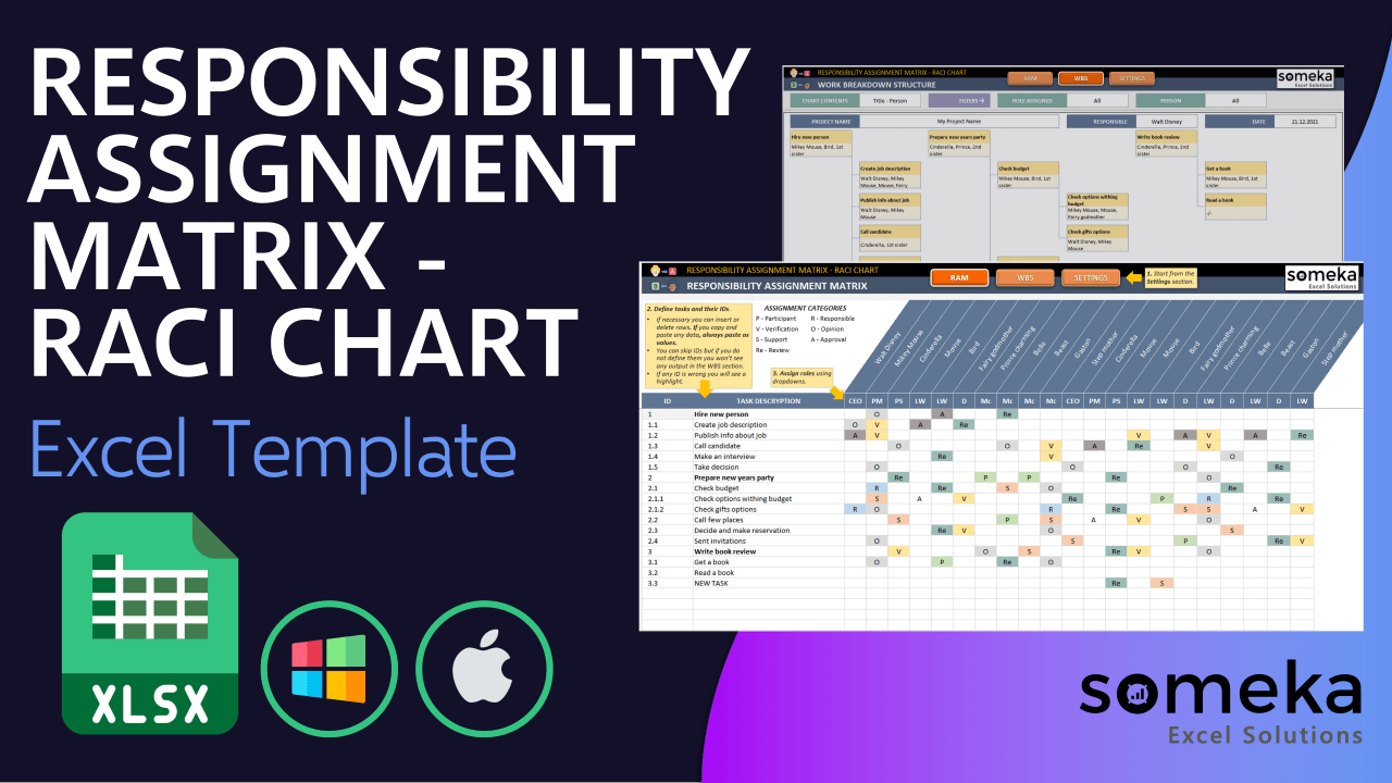 Responsibility Assignment Matrix - RACI Chart - Someka Excel Template Video