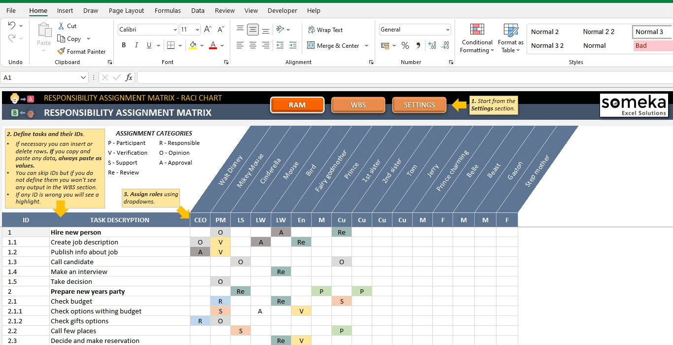 responsibility assignment matrix excel