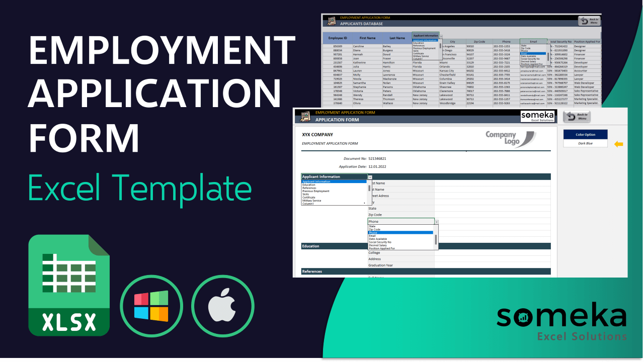 Employment Application Form - Someka Excel Template Video