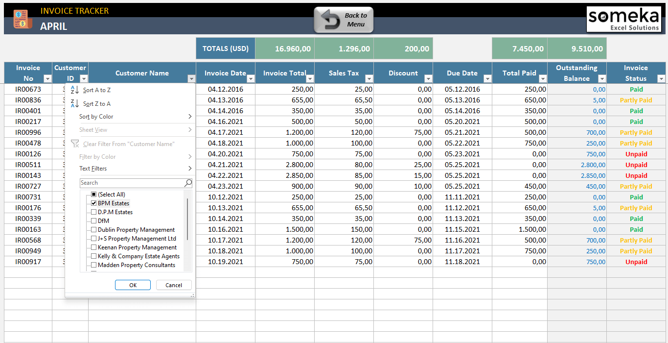 Invoice Tracker Excel Template 2023 Template Printable
