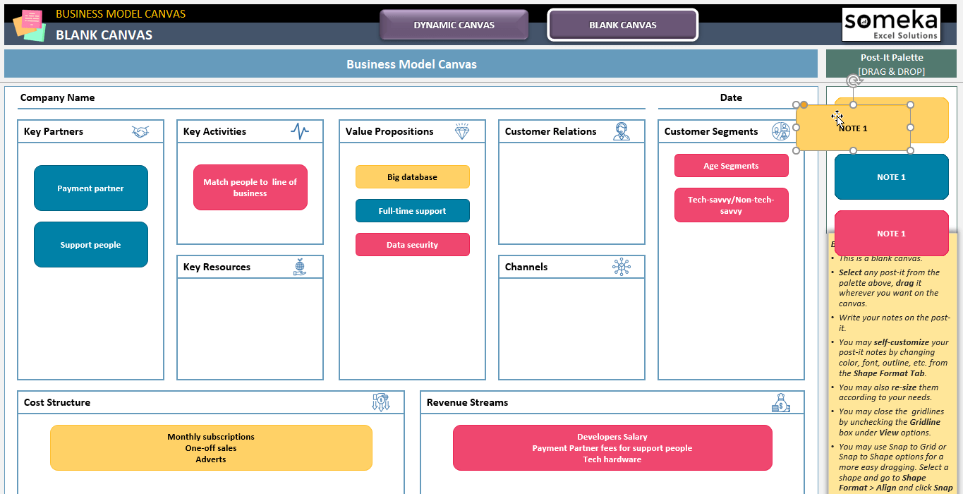 Business Model Canvas Template Excel Business Model Canvas Template 