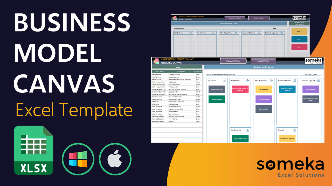 Business Model Canvas - Someka Excel Template Video