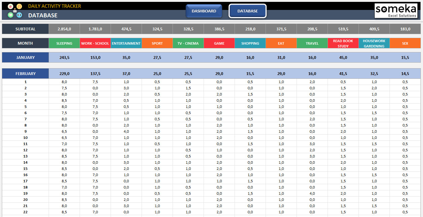 Daily Activity Tracker Excel Template Printable Daily Planner Tool