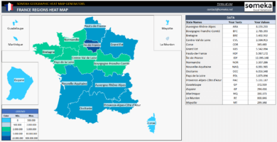 France Geographic Heat Map Generator Excel Template