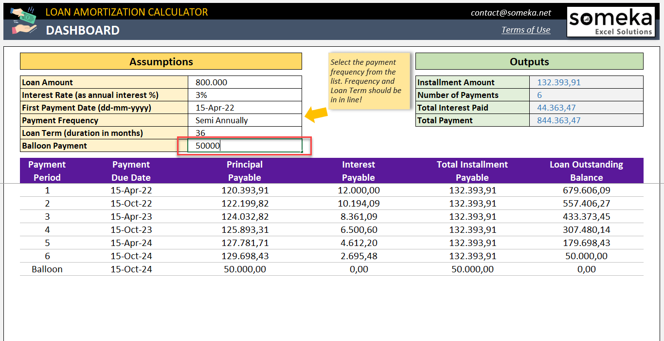 Excel Amortization Schedule Template Simple Loan Calculator