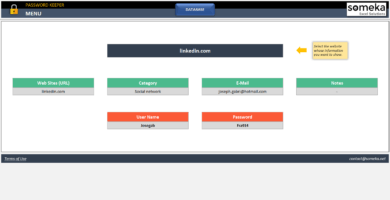 Password Keeper Excel Template