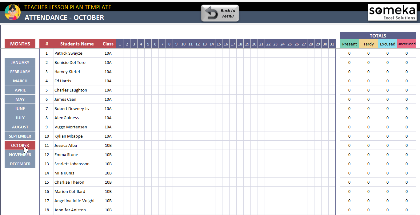 Lesson Plan Excel Template Lesson Planner For Teachers