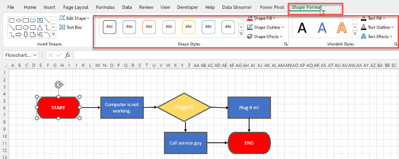 Creating-Flowchart-In-Excel-Formatting-Shapes-Someka-SS6