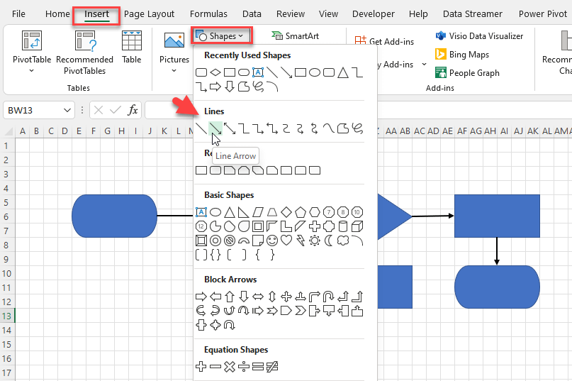 How-To-Create-A-Flowchart-In-Excel-Adding-Line-Arrows-Someka-SS4