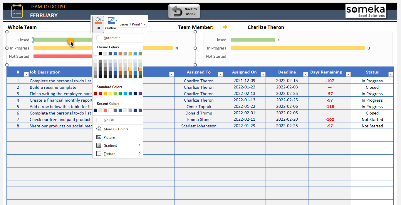 Menu Excel Template