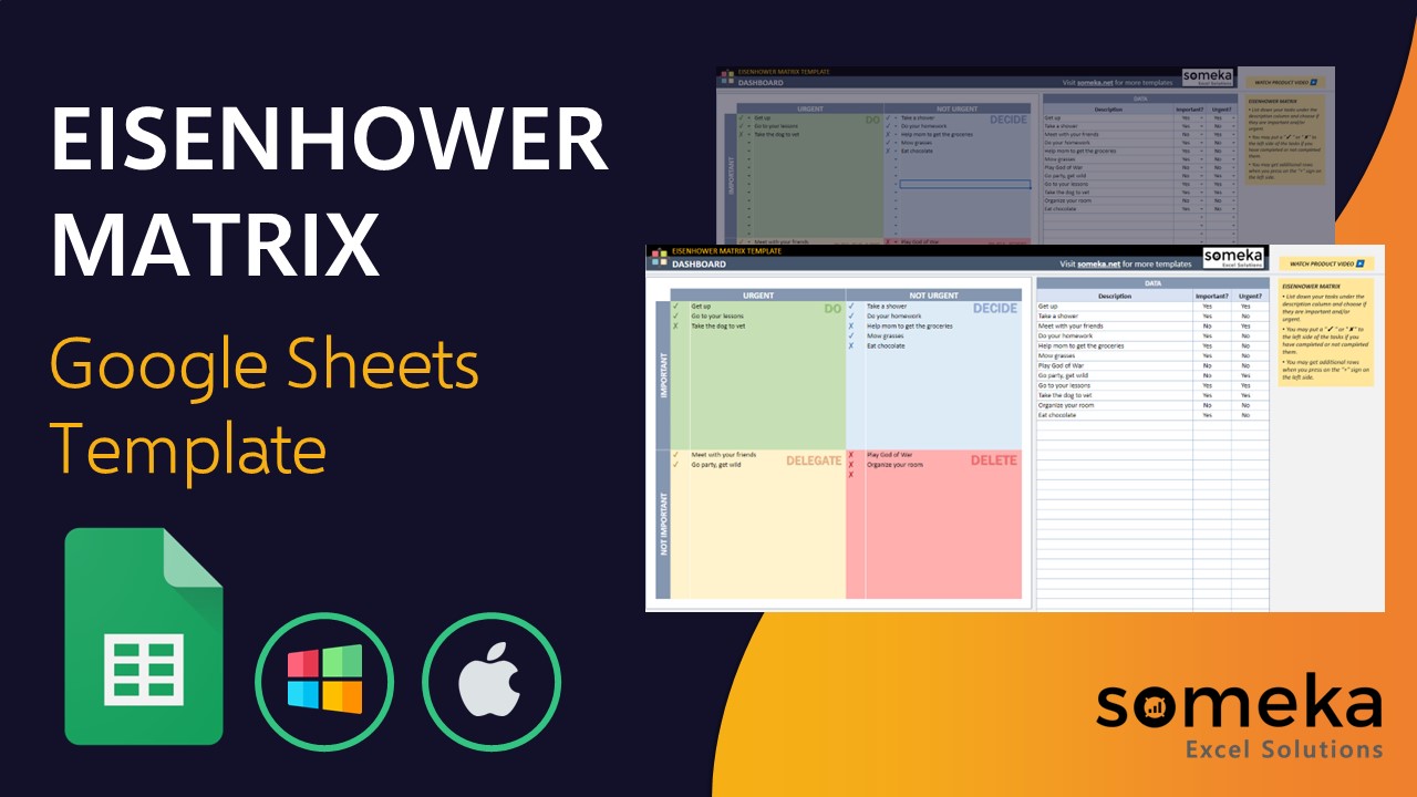 Eisenhower Matrix Template - Someka Google Sheets Template Video