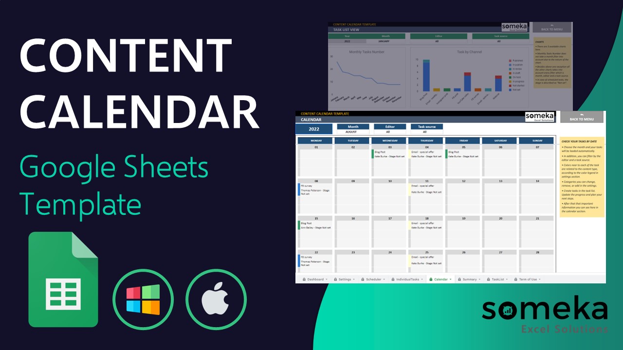 Content Calendar Template - Someka Google Sheets Template Video