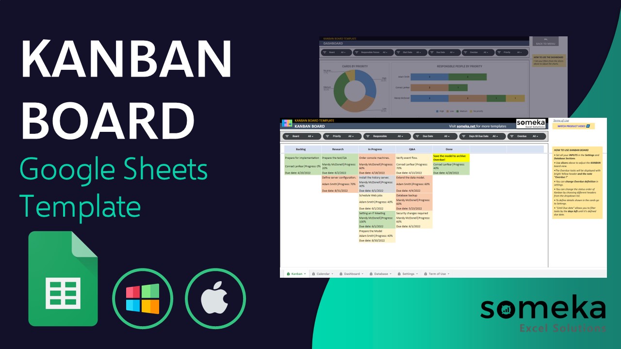 Kanban Board Template - Someka Google Sheets Template Video