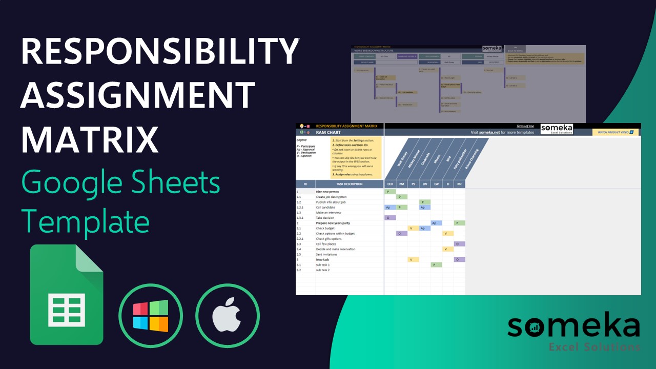 Responsibility Assignment Matrix Template - Someka Google Sheets Template Video