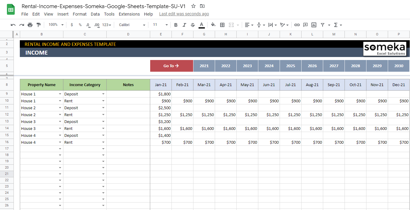 Rental Expenses Google Sheets Template For Landlords