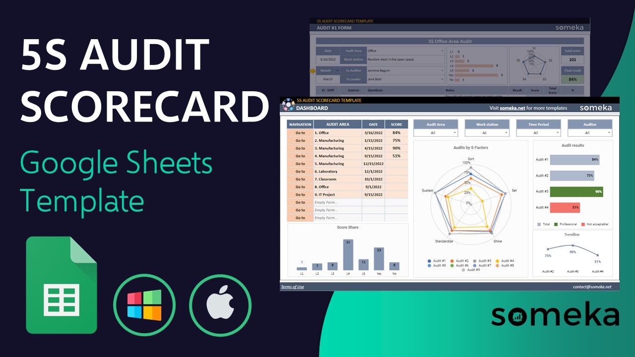 5S Audit Scorecard GS Template - Someka Video