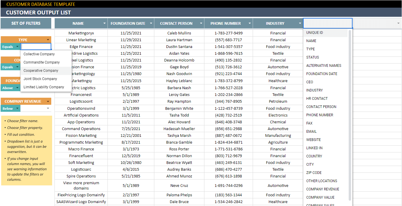 Customer Database Google Sheets Template Client Dashboard