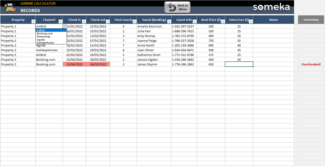 Airbnb Calculator Excel Template Airbnb and Expenses