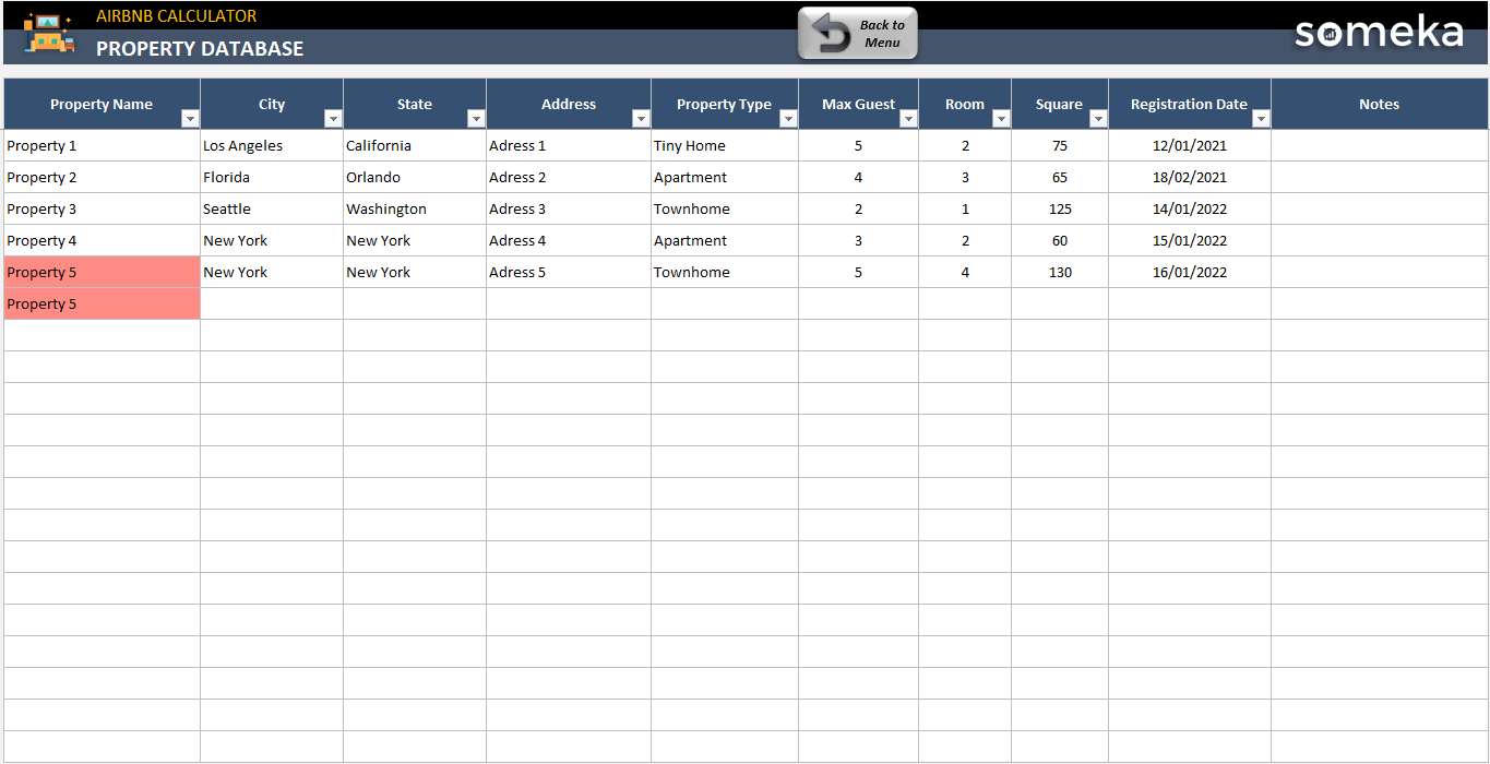 Airbnb Calculator Excel Template Airbnb and Expenses