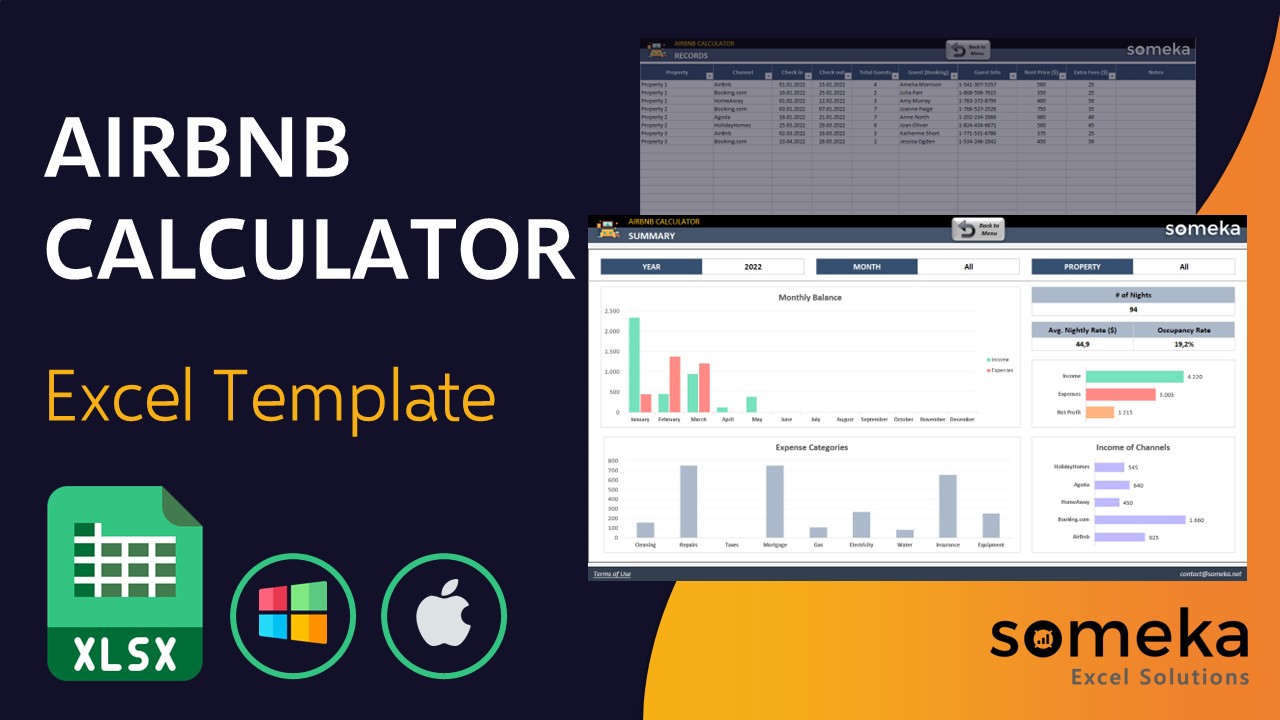 Airbnb Calculator Excel Template - Someka Video