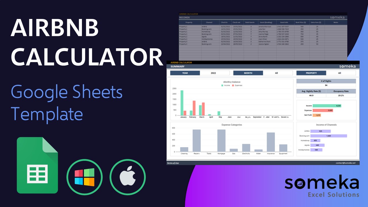 Airbnb Calculator Google Sheets Template - Someka Video