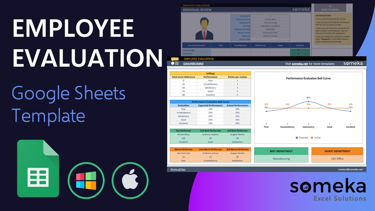 Employee Evaluation Google Sheets Template - Someka Video