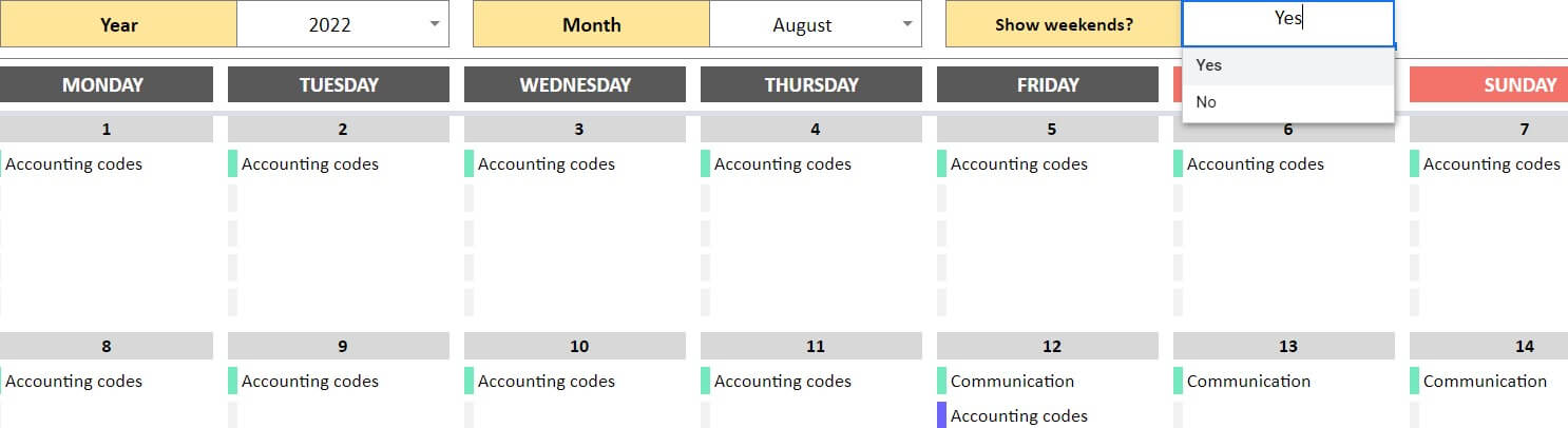 Calendar of Training