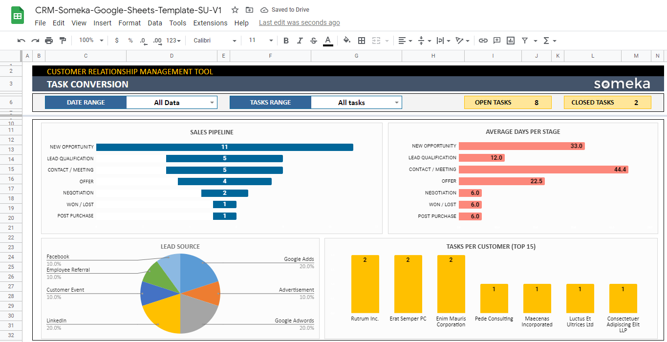 Google Sheets CRM Template [Instant DOWNLOAD]