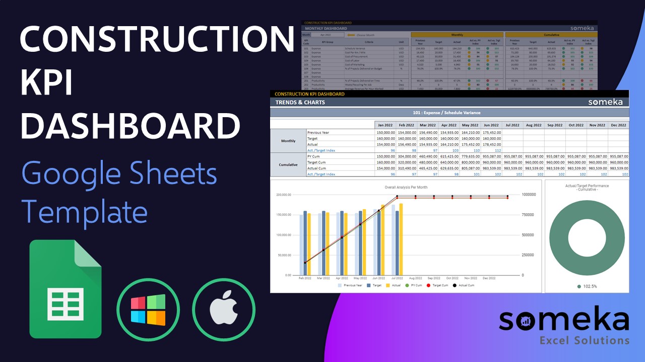 Construction KPI Dashboard Template - Someka Google Sheets Template Video