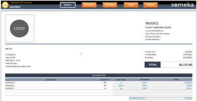 Contractor Invoice Excel Template