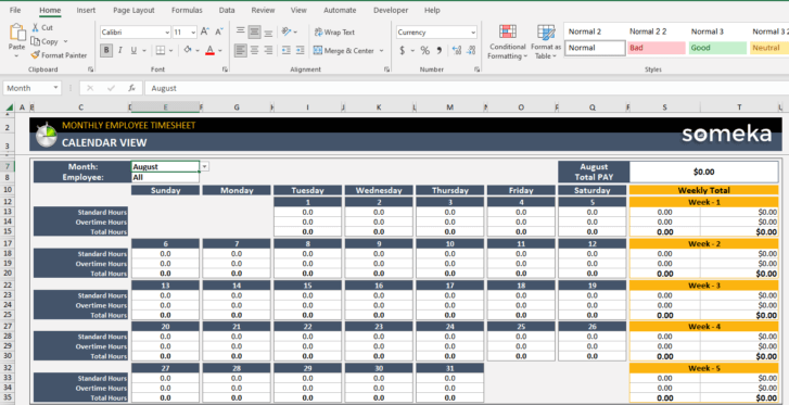 Employee-Timesheet-Calendar-Someka-Excel-Template-SS13