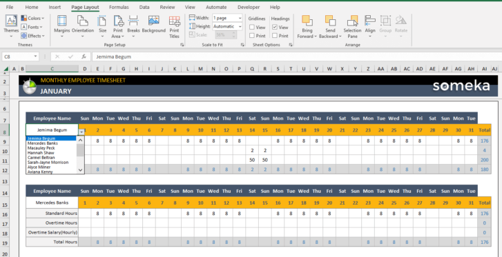 Employee-Timesheet-Calendar-Someka-Excel-Template-SS4