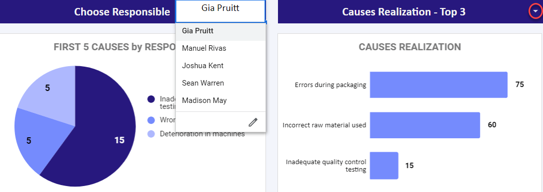 top error causes analysis with responsibles