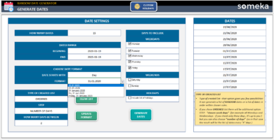 Random Date Generator Excel Template