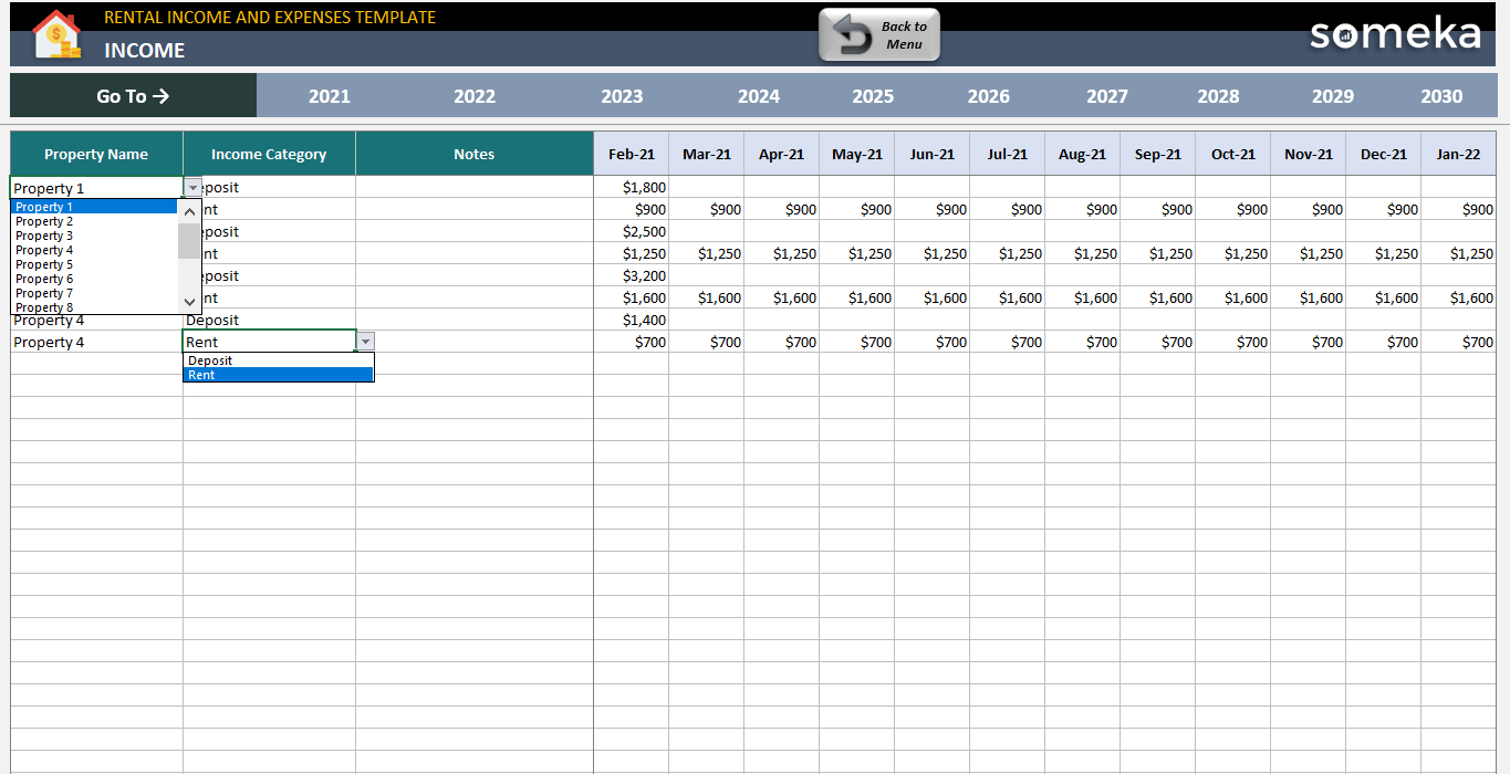 Rental Income Expenses Excel Template Landlords Spreadsheet