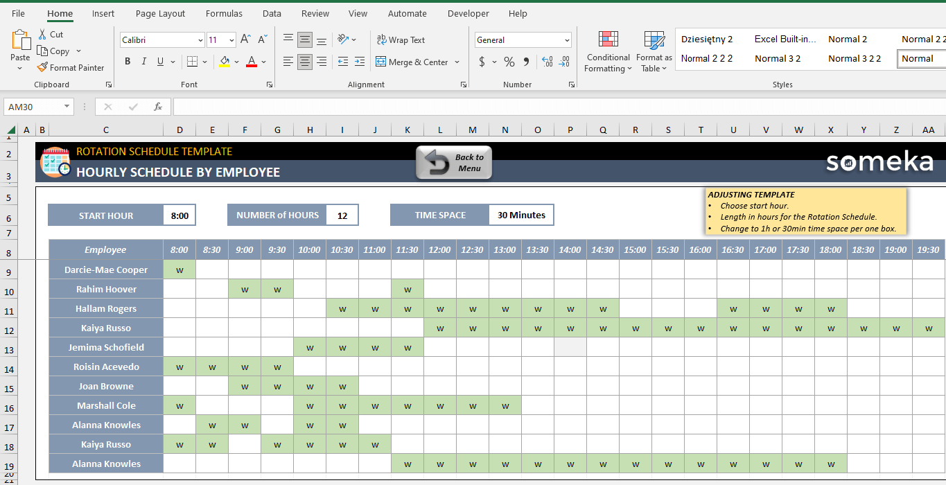 excel template shift schedule