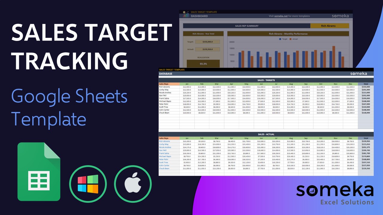 Sales Target - Someka Google Sheets Template Video