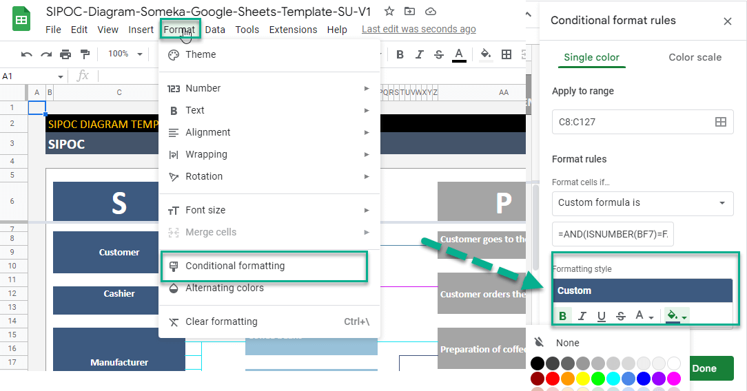 SIPOC changing the diagram colors