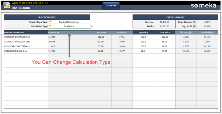 Wholesale-Price-Calculator-Someka-Excel-Template-SS5