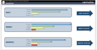 Daily-Weekly-Monthly Task List Excel Template